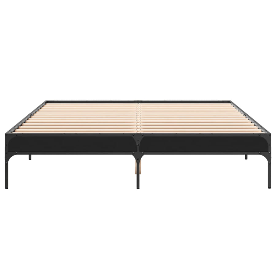 Bedframe bewerkt hout metaal zwart 140x200 cm