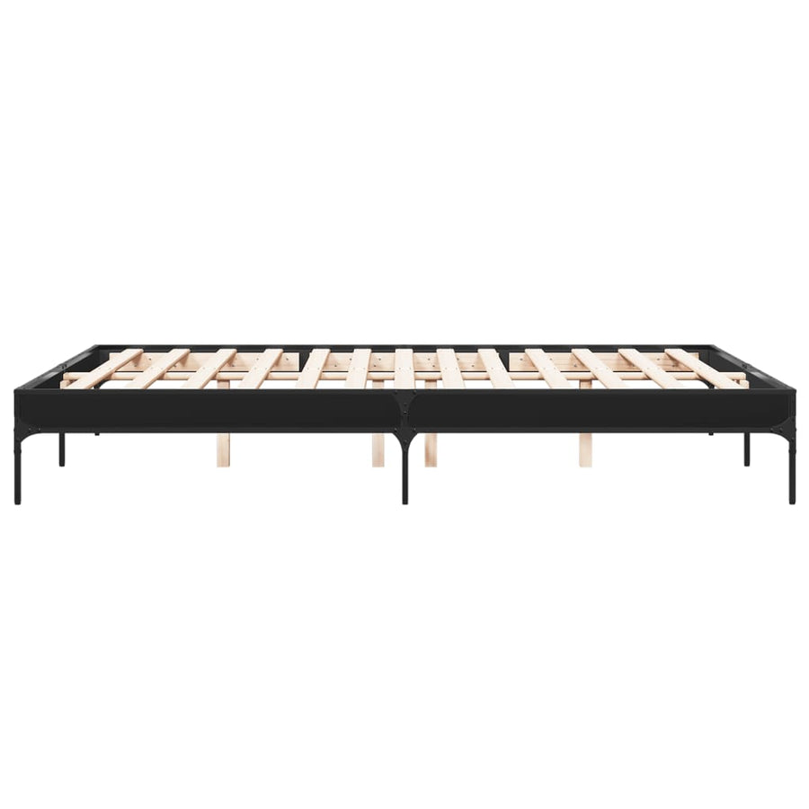 Bedframe bewerkt hout metaal zwart 140x200 cm