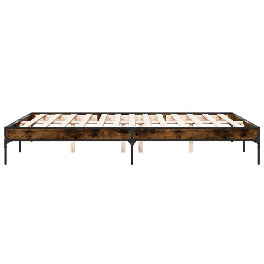 Bedframe bewerkt hout metaal gerookt eikenkleurig 140x200 cm