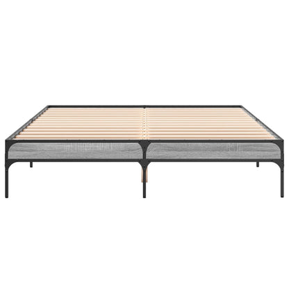 Bedframe bewerkt hout metaal grijs sonoma eiken 140x200 cm