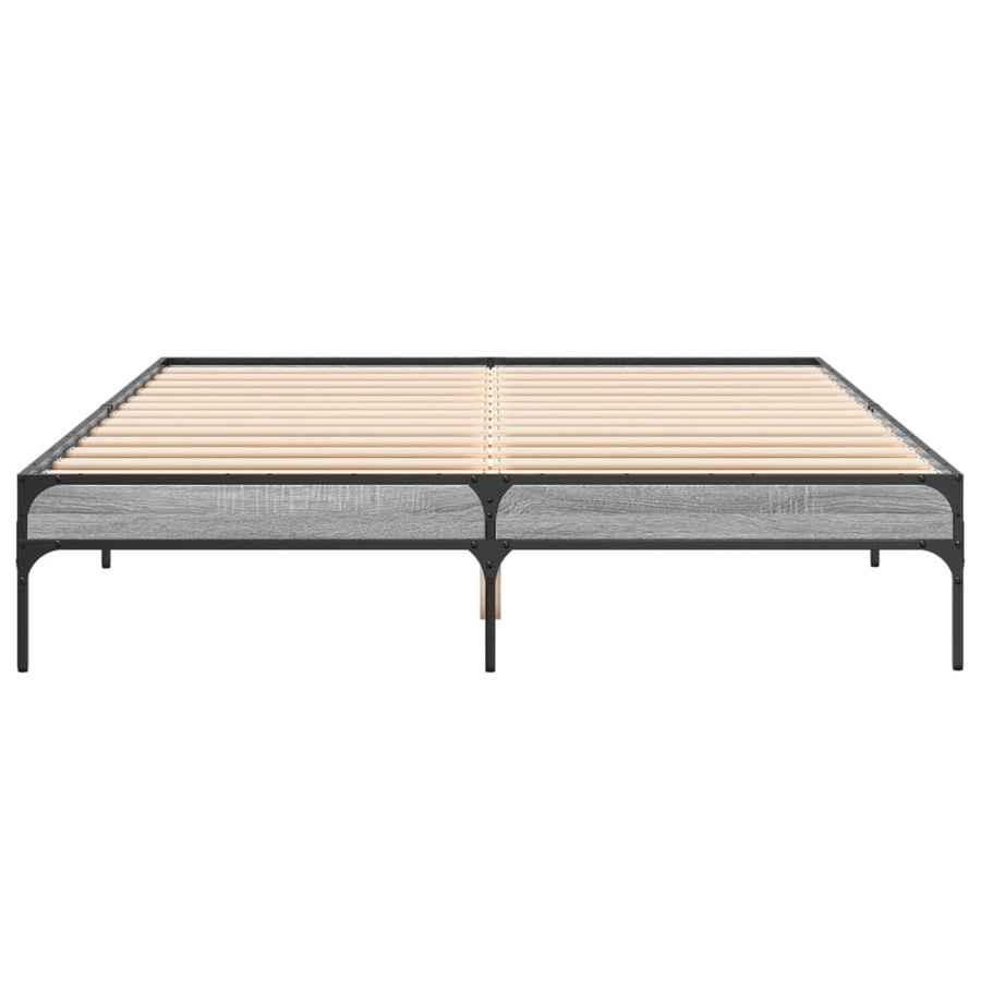 Bedframe bewerkt hout metaal grijs sonoma eiken 140x200 cm