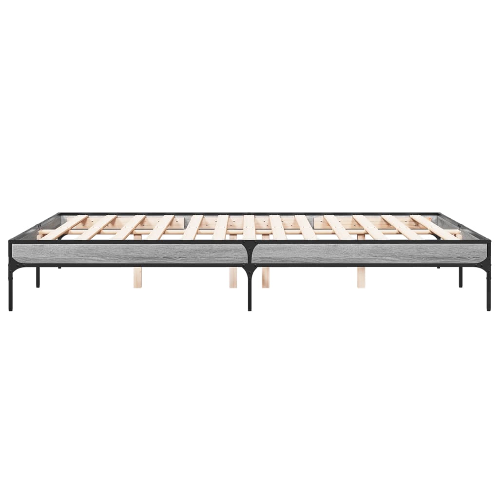 Bedframe bewerkt hout metaal grijs sonoma eiken 140x200 cm