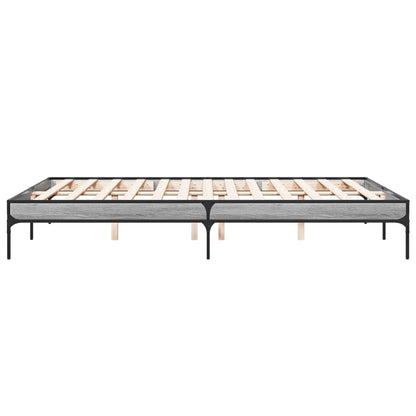 Bedframe bewerkt hout metaal grijs sonoma eiken 140x200 cm