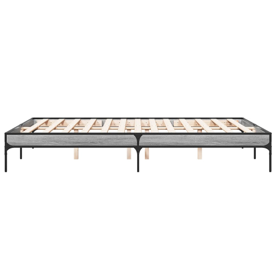 Bedframe bewerkt hout metaal grijs sonoma eiken 140x200 cm