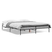 Bedframe 140x200 cm bewerkt hout metaal grijs