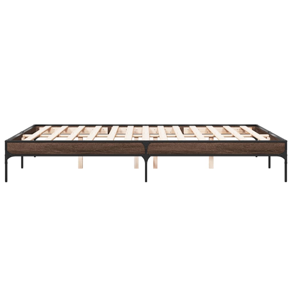Bedframe bewerkt hout metaal bruin eikenkleur 140x200 cm