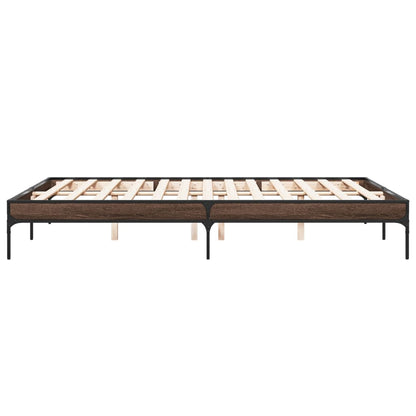 Bedframe bewerkt hout metaal bruin eikenkleur 140x200 cm