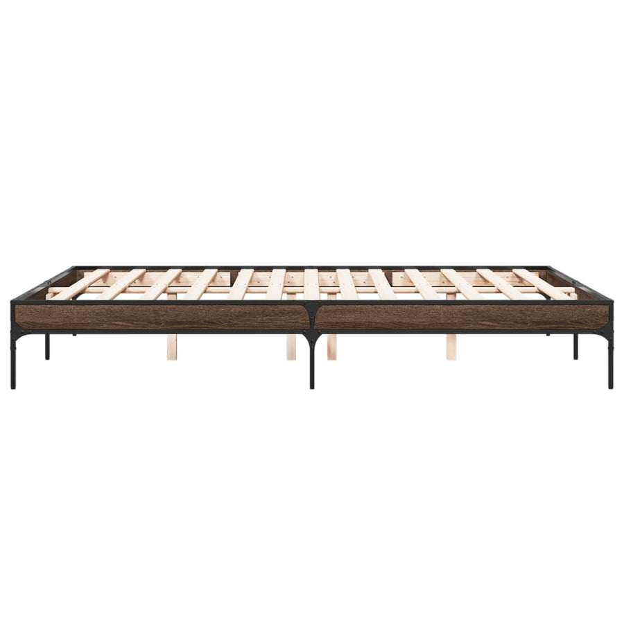 Bedframe bewerkt hout metaal bruin eikenkleur 140x200 cm