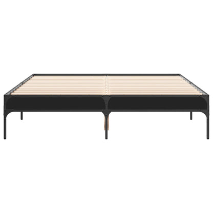 Bedframe bewerkt hout metaal zwart 120x200 cm