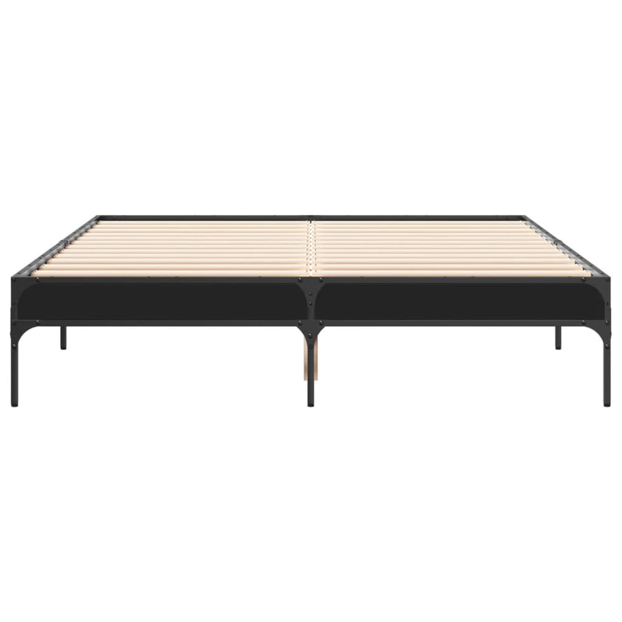 Bedframe bewerkt hout metaal zwart 120x200 cm