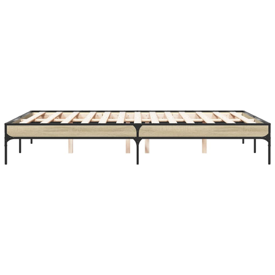 Bedframe bewerkt hout metaal sonoma eikenkleurig 120x200 cm