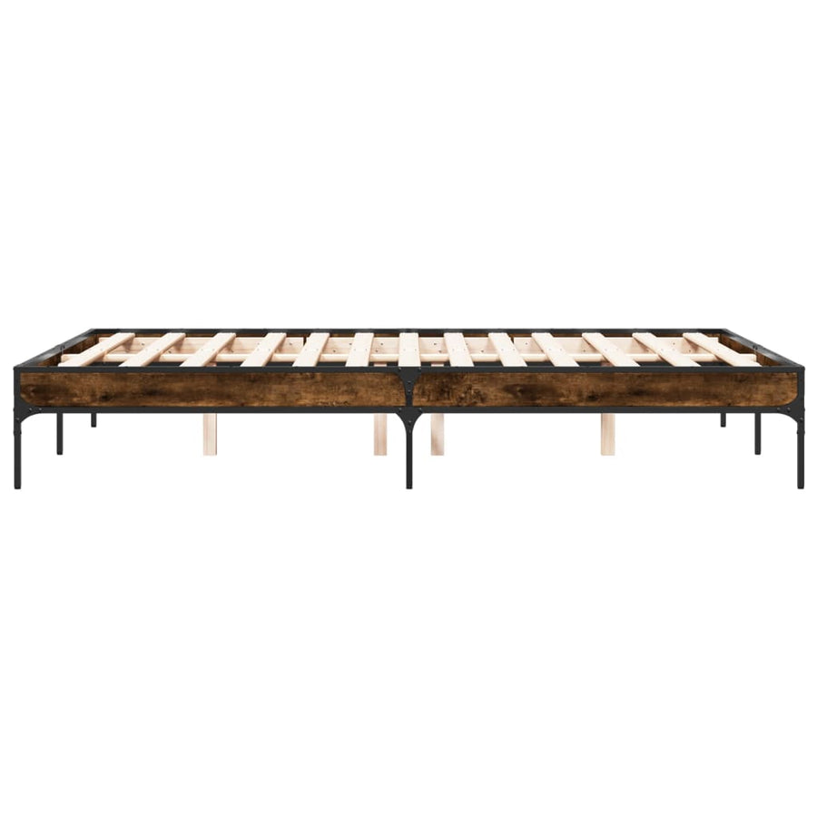 Bedframe bewerkt hout metaal gerookt eikenkleurig 120x200 cm