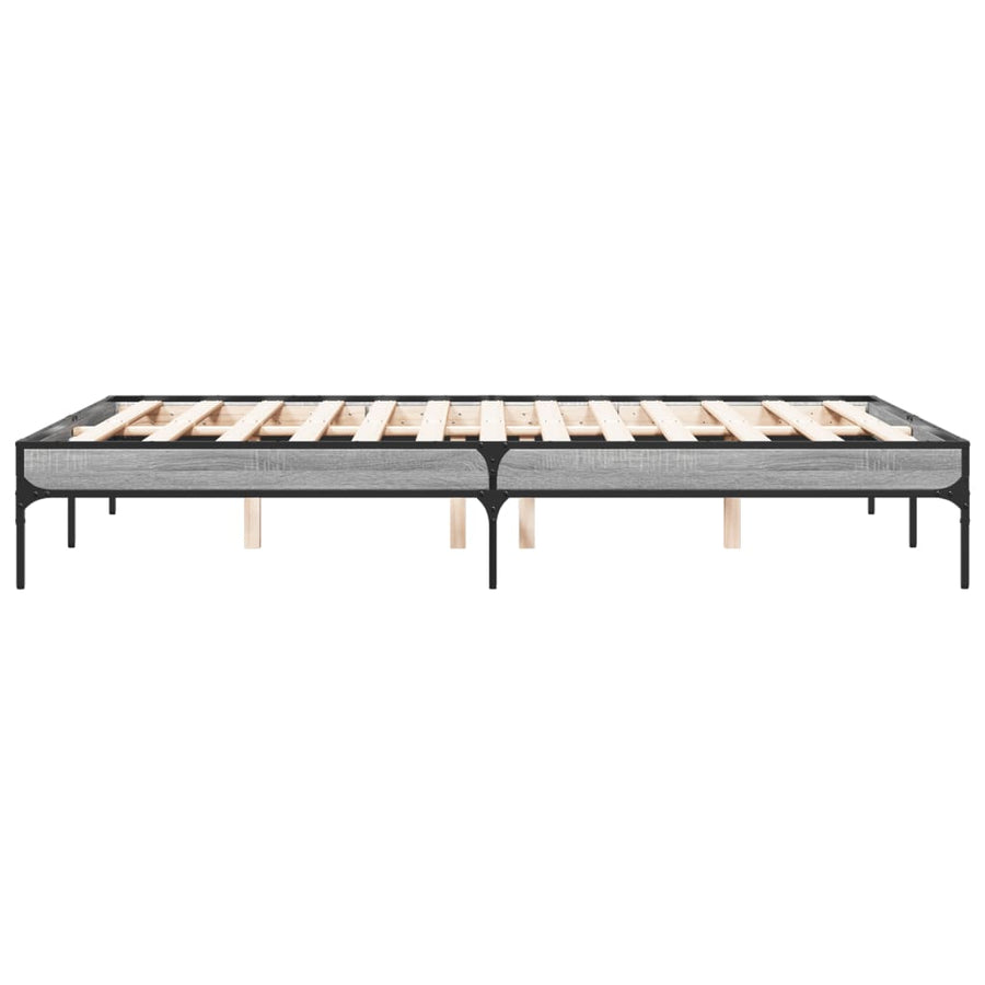 Bedframe bewerkt hout metaal grijs sonoma eiken 120x200 cm