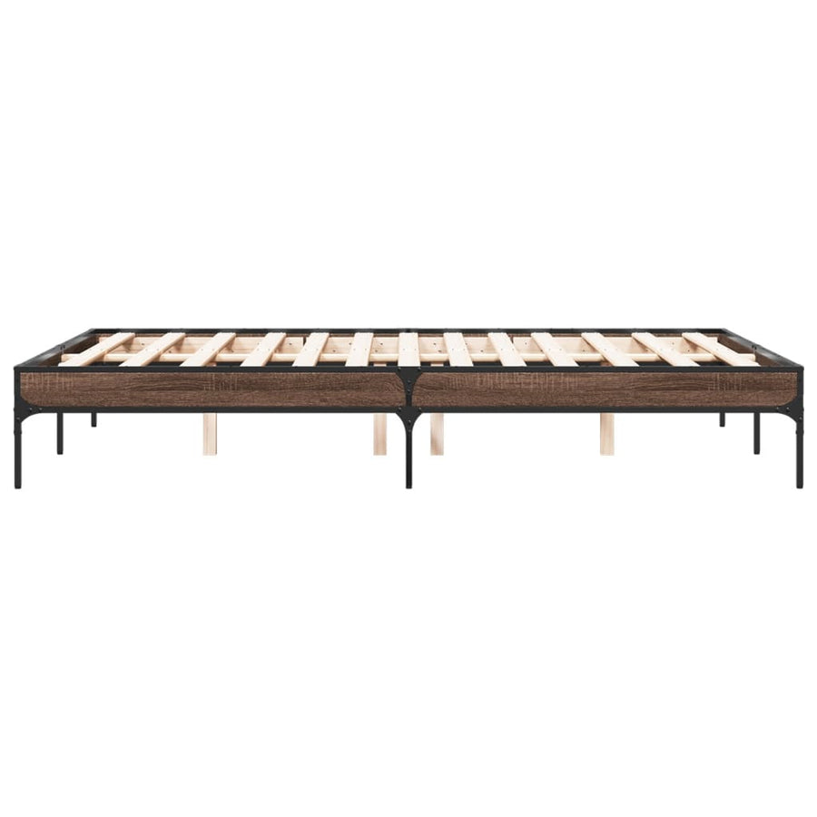 Bedframe bewerkt hout metaal bruin eikenkleur 120x200 cm