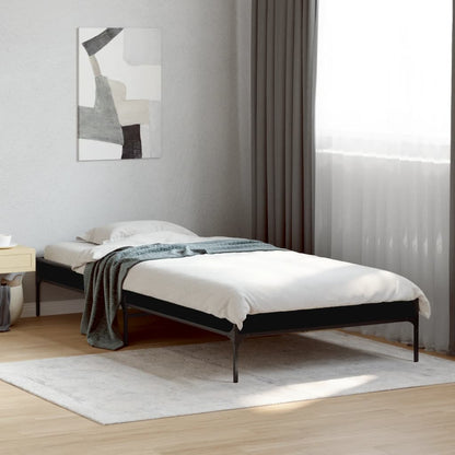 Bedframe bewerkt hout en metaal zwart 100x200 cm