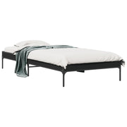 Bedframe 100x200 cm bewerkt hout metaal zwart