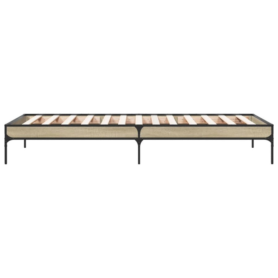 Bedframe bewerkt hout en metaal sonoma eikenkleurig 100x200 cm