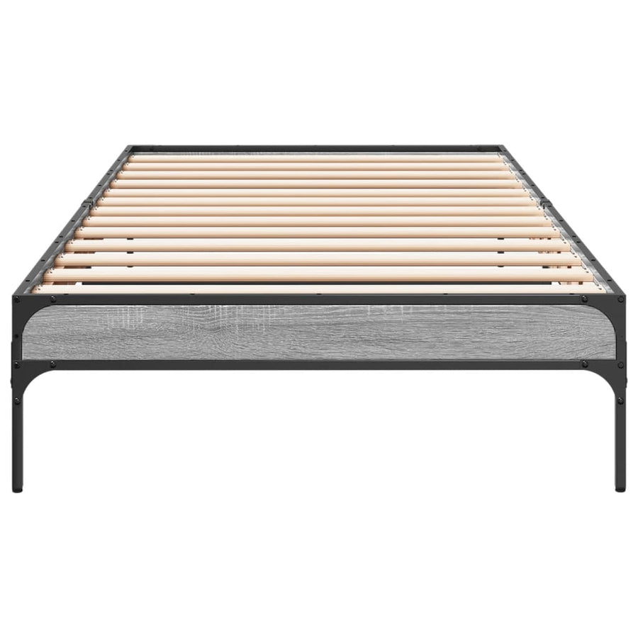 Bedframe bewerkt hout en metaal grijs sonoma eiken 100x200 cm