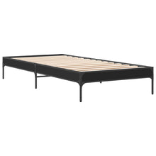 Bedframe bewerkt hout en metaal zwart 90x200 cm