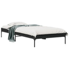 Bed frame carved wood and metal black 90x200 cm