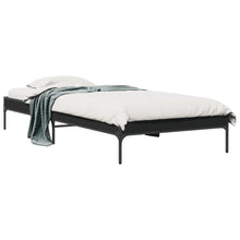 Bedframe bewerkt hout en metaal zwart 90x200 cm