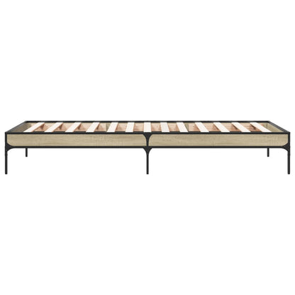Bedframe bewerkt hout en metaal sonoma eikenkleurig 90x200 cm