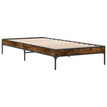Bedframe bewerkt hout en metaal gerookt eikenkleurig 90x200 cm