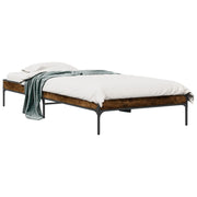 Bedframe bewerkt hout metaal gerookt eiken 90x200 cm