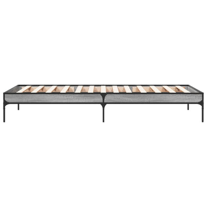 Bedframe bewerkt hout en metaal grijs sonoma eiken 90x200 cm