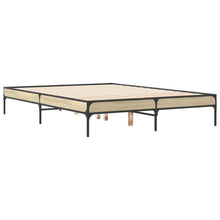 Bedframe bewerkt hout metaal sonoma eikenkleurig 90x190 cm