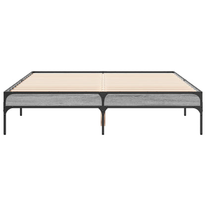 Bedframe bewerkt hout metaal grijs sonoma eiken 140x190 cm