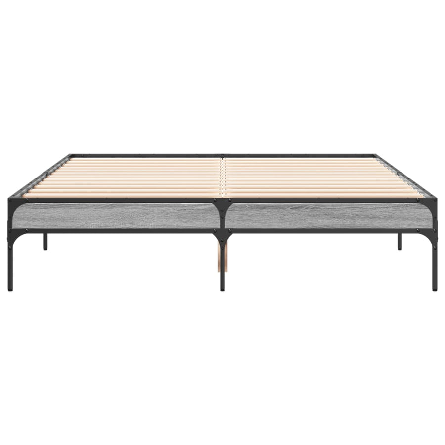 Bedframe bewerkt hout metaal grijs sonoma eiken 140x190 cm