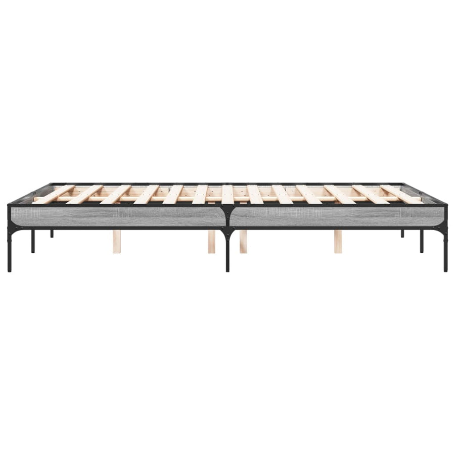 Bedframe bewerkt hout metaal grijs sonoma eiken 140x190 cm