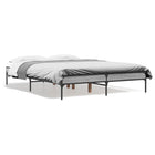 Bed frame carved wood metal grey Sonoma oak 140x190 cm