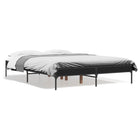 Black carved wood and metal bed frame 135x190 cm