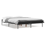 Bedframe 135x190 cm bewerkt hout metaal zwart