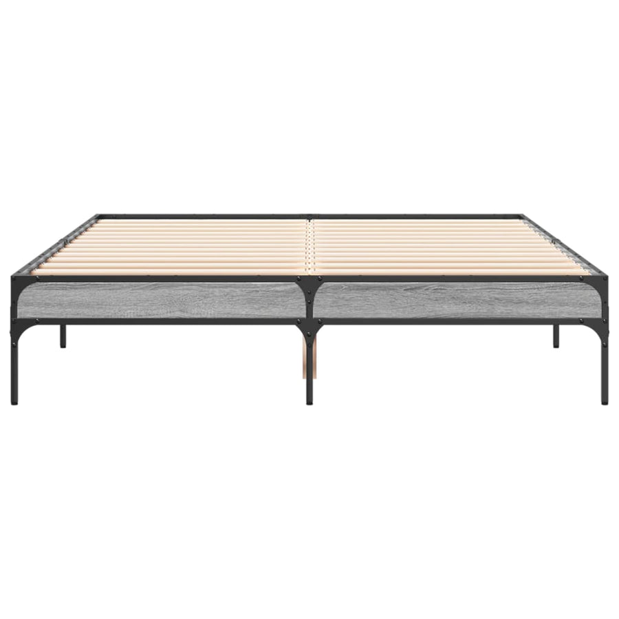 Bedframe bewerkt hout metaal grijs sonoma eiken 135x190 cm