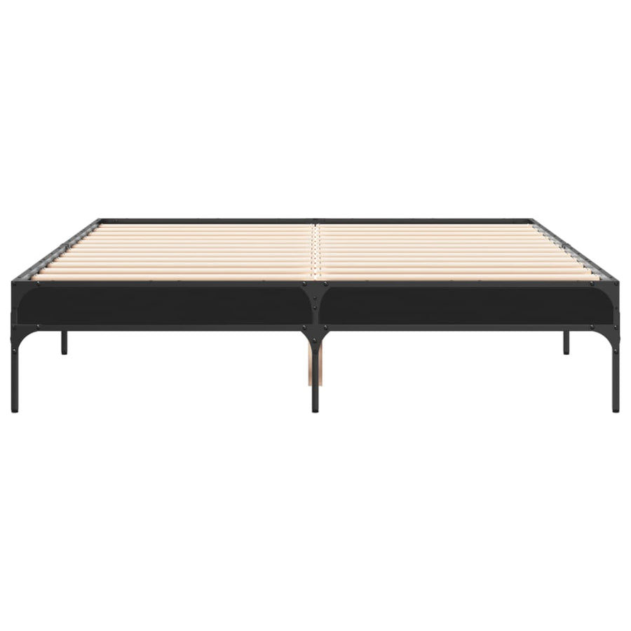 Bedframe bewerkt hout metaal zwart 120x190 cm