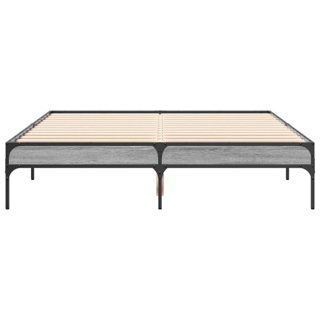 Bedframe bewerkt hout metaal grijs sonoma eiken 120x190 cm
