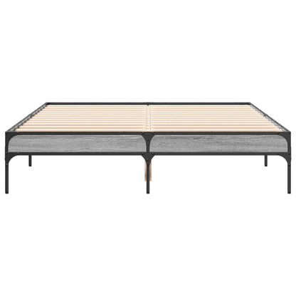 Bedframe bewerkt hout metaal grijs sonoma eiken 120x190 cm