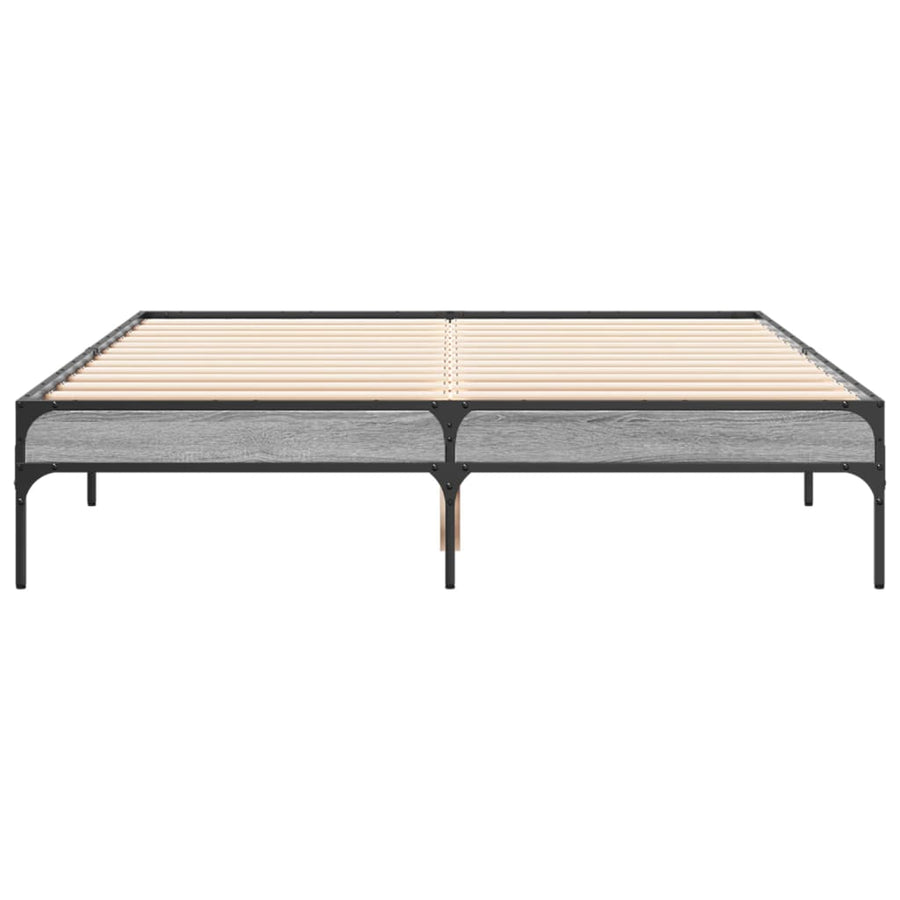 Bedframe bewerkt hout metaal grijs sonoma eiken 120x190 cm