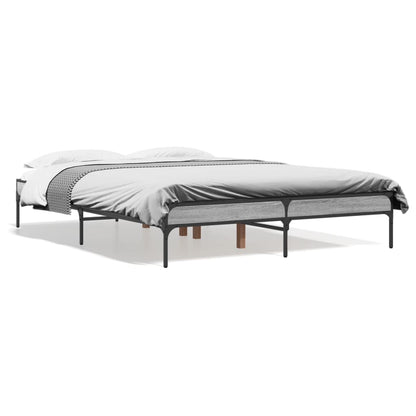 Bedframe bewerkt hout metaal grijs sonoma eiken 120x190 cm
