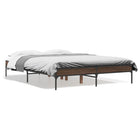 Wooden metal bed frame brown oak color 120x190 cm