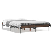 Bedframe 120x190 cm bewerkt hout metaal bruin