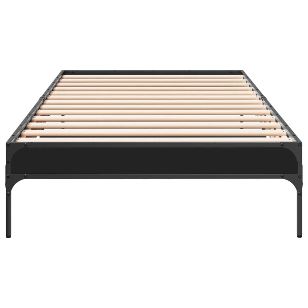 Bedframe bewerkt hout en metaal zwart 90x190 cm