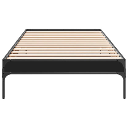 Bedframe bewerkt hout en metaal zwart 90x190 cm
