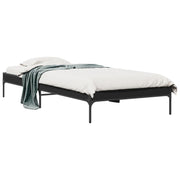 Bedframe 90x190 cm bewerkt hout metaal zwart