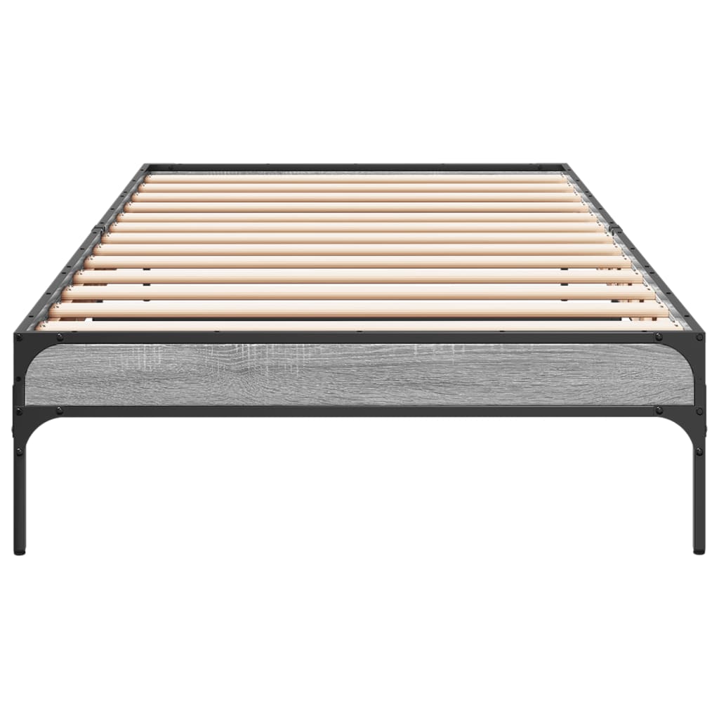 Bedframe bewerkt hout en metaal grijs sonoma eiken 90x190 cm