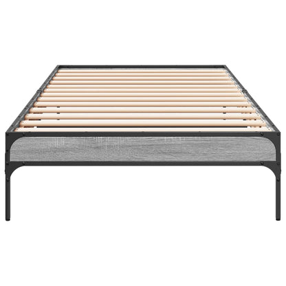 Bedframe bewerkt hout en metaal grijs sonoma eiken 90x190 cm