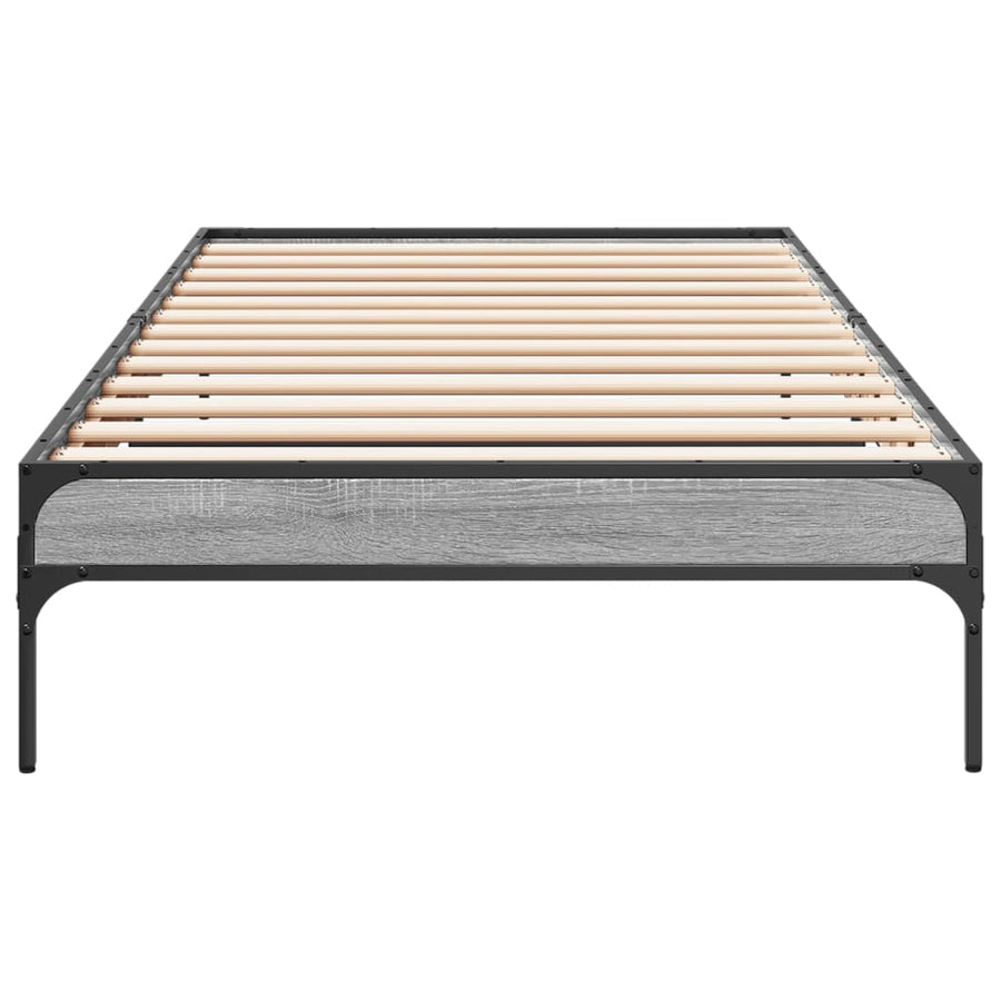 Bedframe bewerkt hout en metaal grijs sonoma eiken 90x190 cm